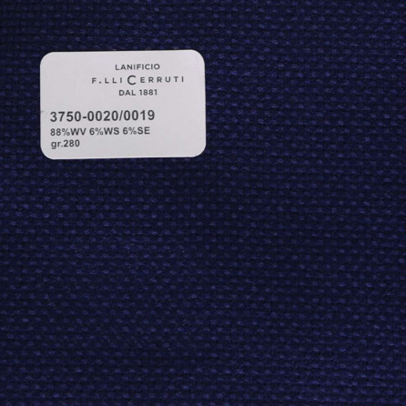 3750-0020/0019 Cerruti Lanificio - Vải Suit 100% Wool - Xanh Dương Trơn